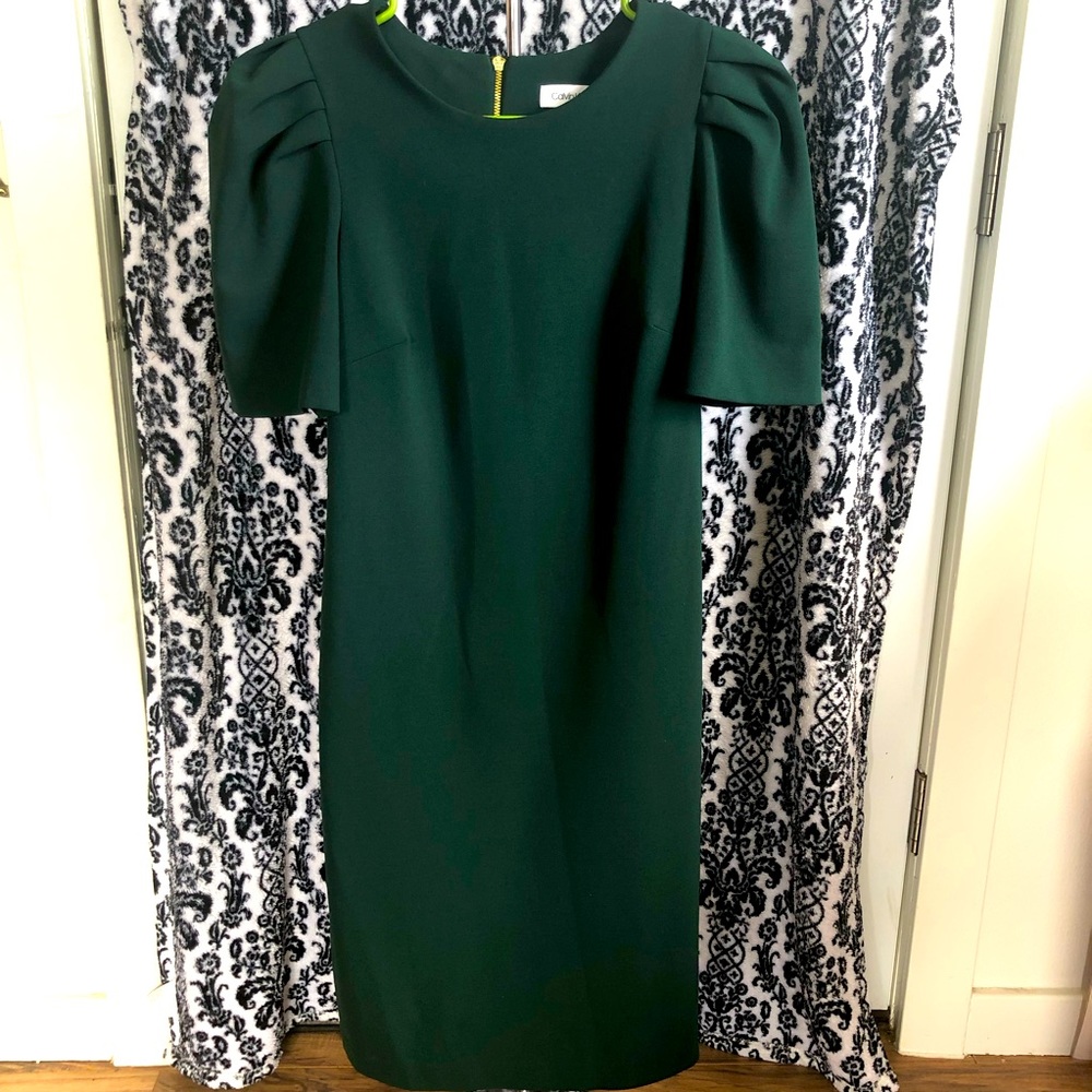 Calvin Klein Puff Sleeve Scuba Crepe Dress